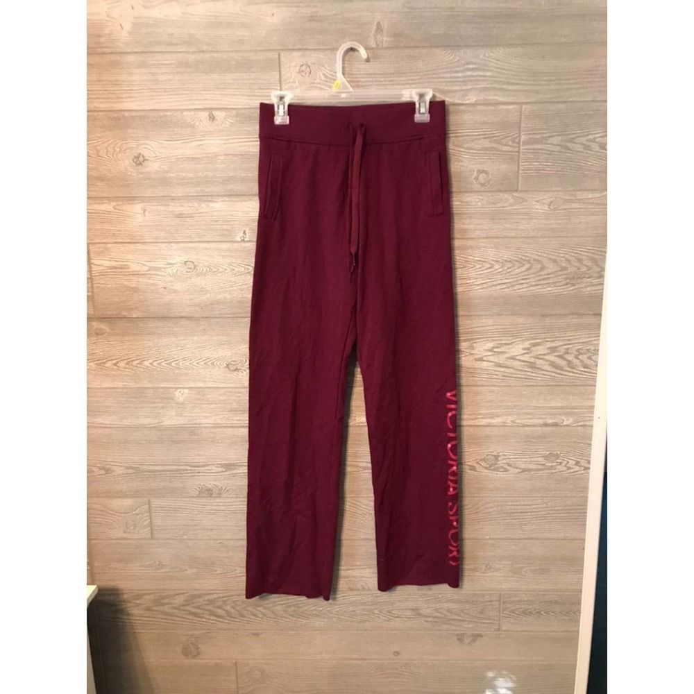 Victoria Sport Burgundy Jogger Sweatpants Lounge Drawstring Athletic Logo XS